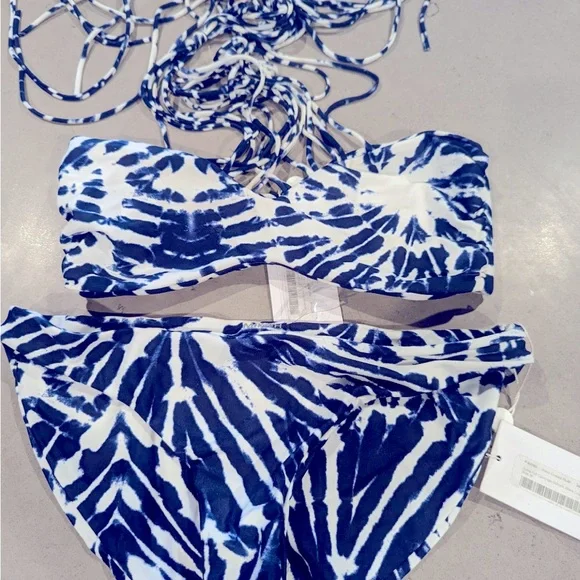 Mikoh Swim Nwotmikoh Swimmacrame Tie Dye Halter Top Bikini Set